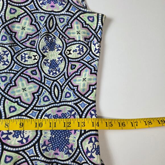 Talbots Dress Women XS Blue Multicolor Sleeveless Fit & Flare Cotton Boho Retro - Picture 9 of 10